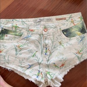 Floral denim shorts